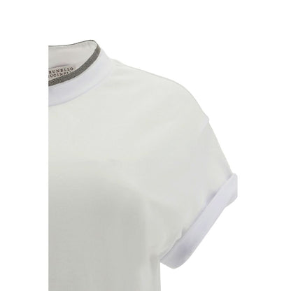 Brunello Cucinelli Weißes T-Shirt aus Elasthan