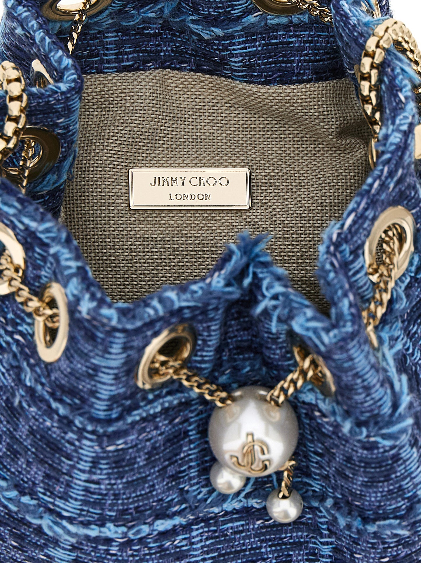 Jimmy Choo Blaue Stoffhandtasche
