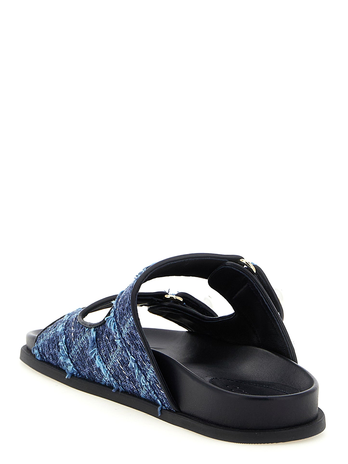 Jimmy Choo Blaue Tencel-Slipper