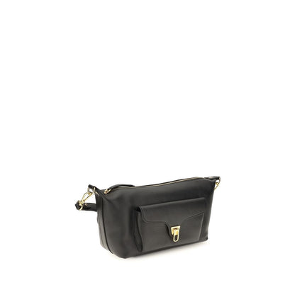 Coccinelle Schwarze Bos Taurus Kalbsleder Schultertasche