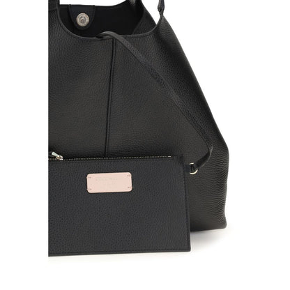 Coccinelle Schwarze Bos Taurus Kalbsleder Schultertasche