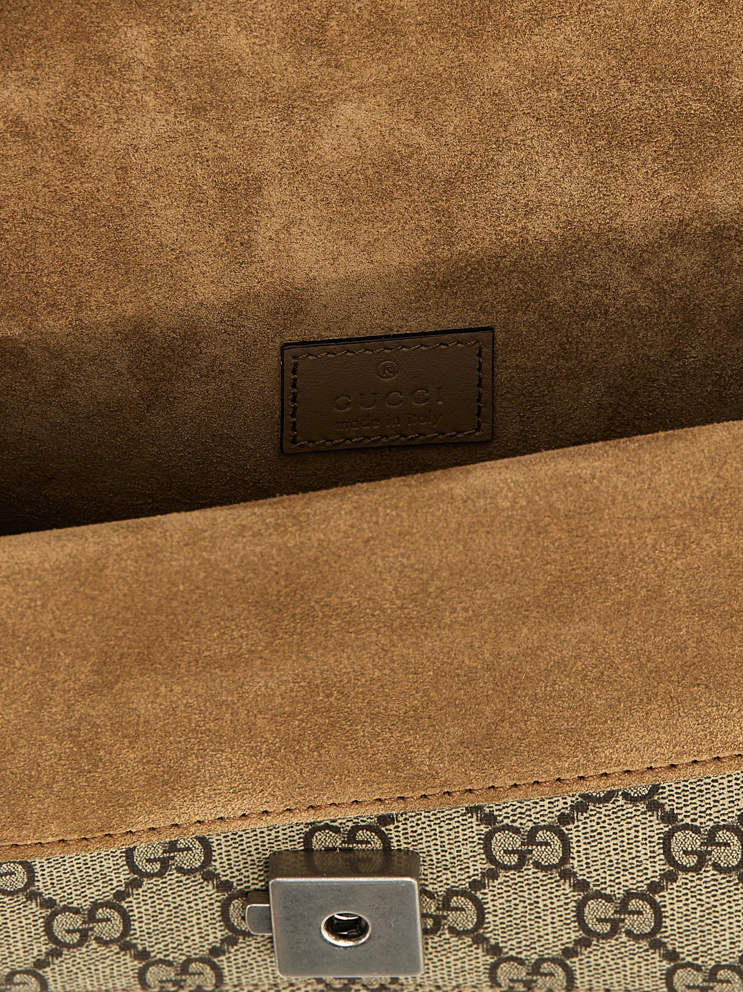 Gucci Beigefarbene Kalbshaut Schultertasche