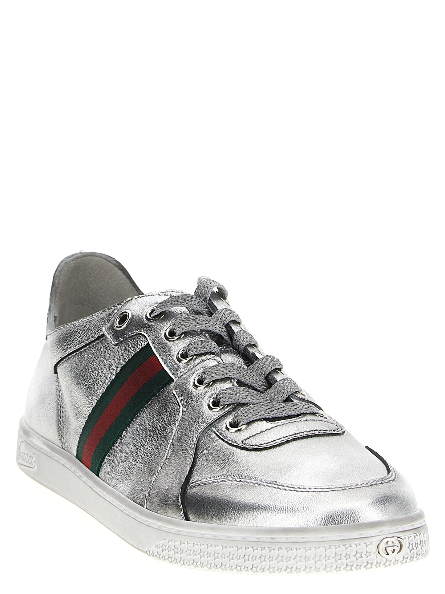 Gucci Sneakers aus Lammleder in Silber, Low-Top