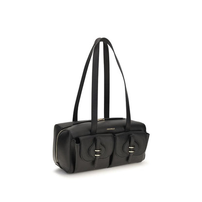 Coccinelle Schwarze Bos Taurus Kalbsleder Schultertasche