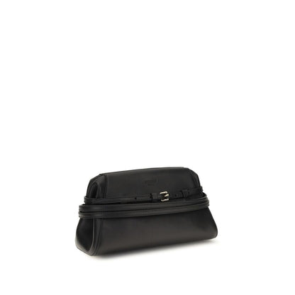 Moschino Schwarze Umhängetasche aus Ziegenleder