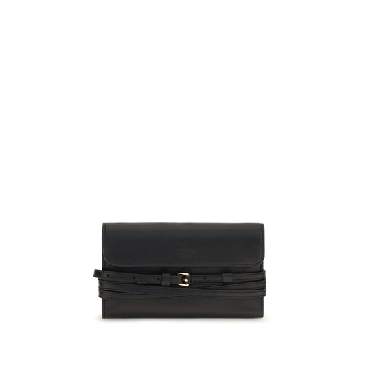 Moschino Schwarze Umhängetasche aus Ziegenleder