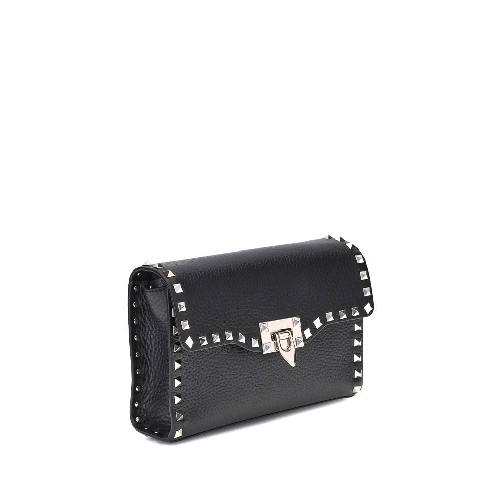 Valentino Garavani Schwarze Bos Taurus Kalbsleder Schultertasche