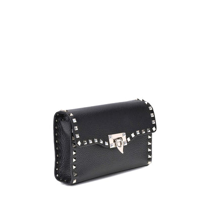 Valentino Garavani Schwarze Bos Taurus Kalbsleder Schultertasche