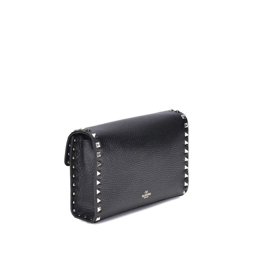 Valentino Garavani Schwarze Bos Taurus Kalbsleder Schultertasche