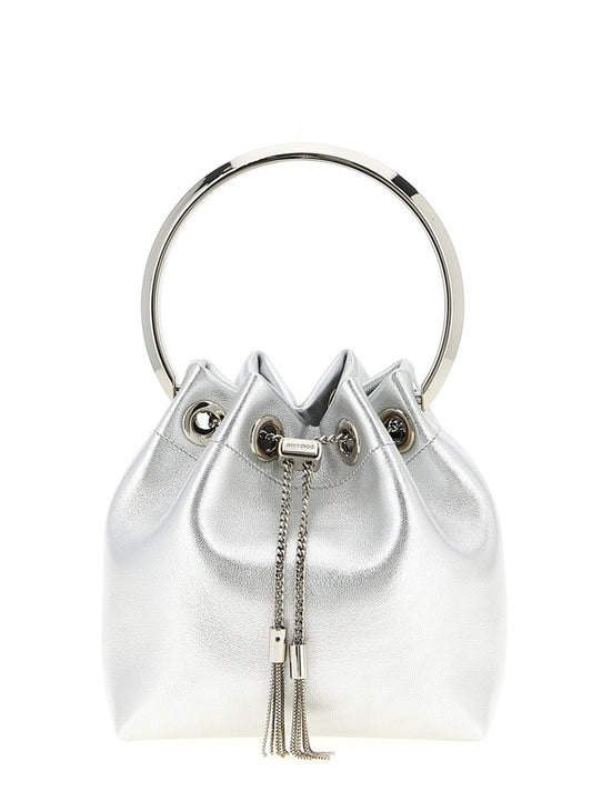 Jimmy Choo Handtasche aus silbernem Lammleder