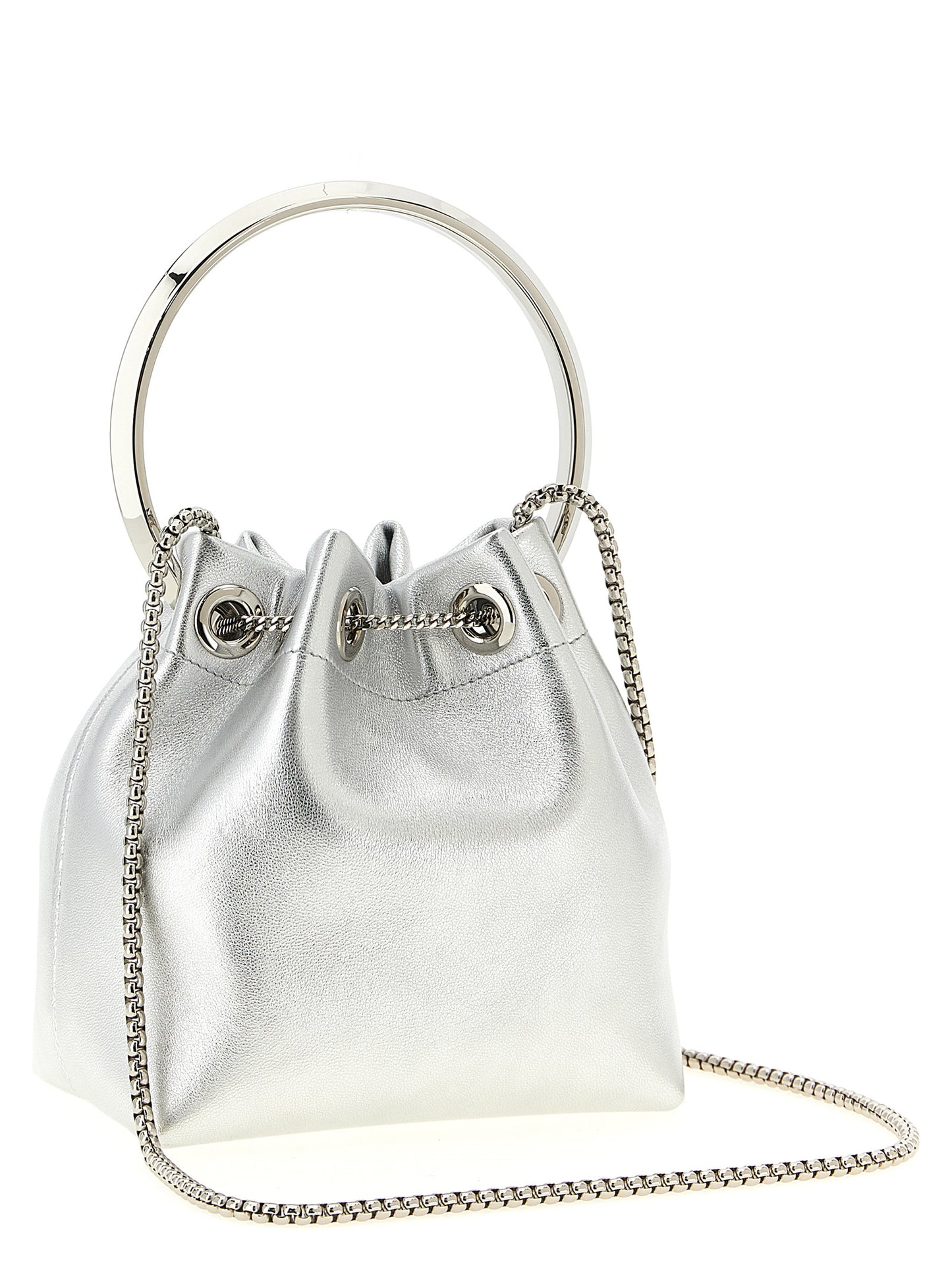 Jimmy Choo Handtasche aus silbernem Lammleder