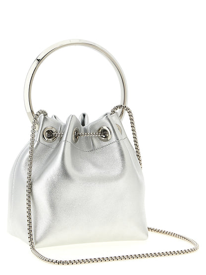 Jimmy Choo Handtasche aus silbernem Lammleder