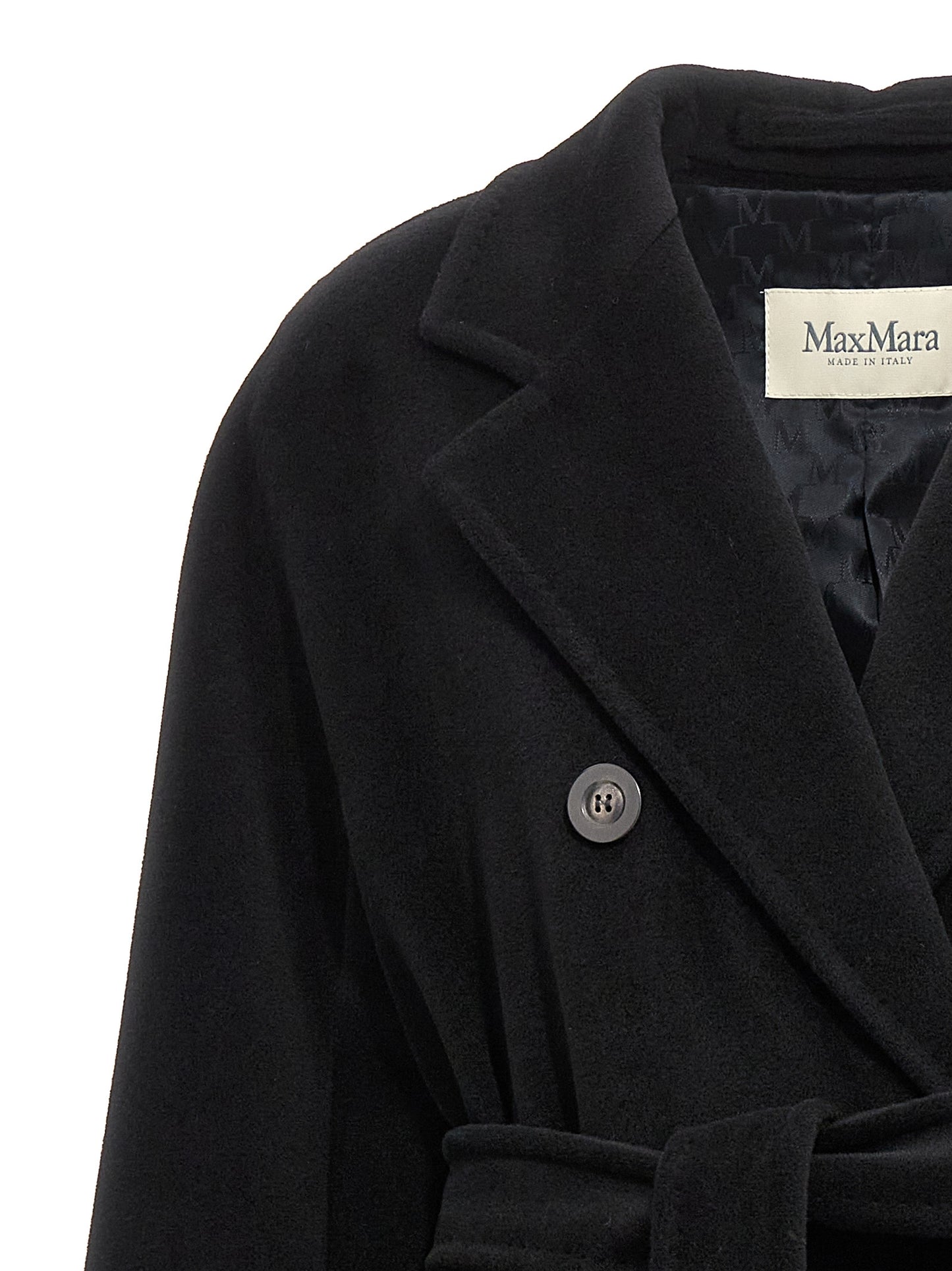 Max Mara Schwarzer Wollmantel aus reiner Schurwolle