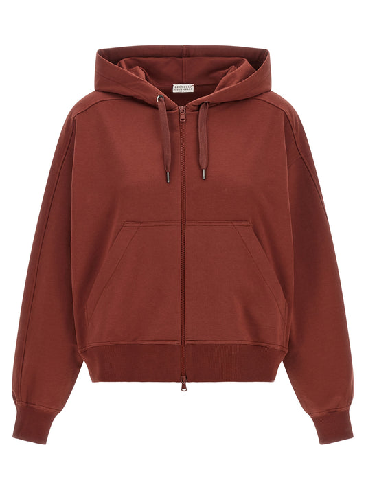 Brunello Cucinelli Sweatshirt aus Baumwolle in Bordeaux