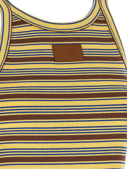 Fendi Ärmelloses T-Shirt aus mehrfarbiger Baumwolle