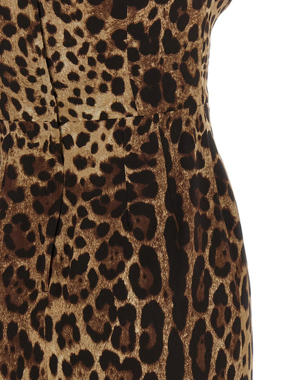 Dolce & Gabbana Braunes Seiden-Midikleid