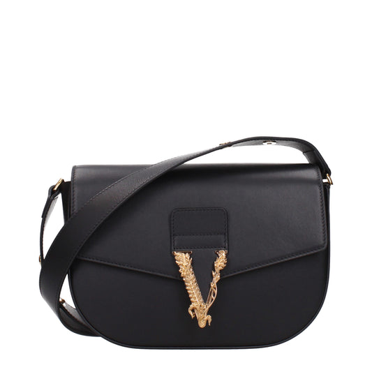 Versace Borsa a tracolla da donna Nera in Pelle