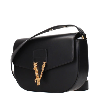 Versace Schwarze Leder Umhängetasche