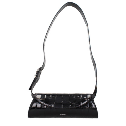 Jil Sander Schwarze Leder Umhängetasche