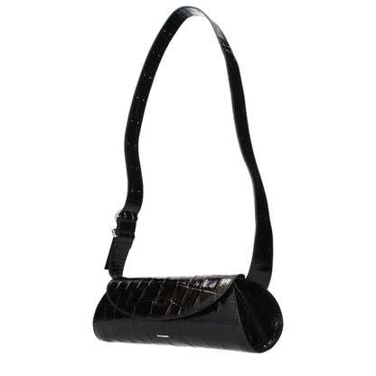 Jil Sander Schwarze Leder Umhängetasche
