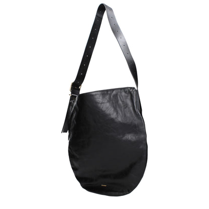 Jil Sander Schwarze Leder Umhängetasche