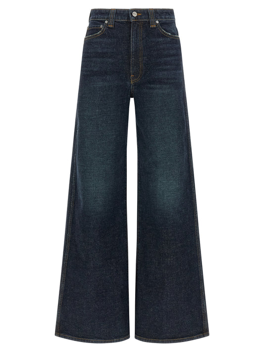 Khaite Blaue Baumwoll-Jeans mit ausgestelltem Bein