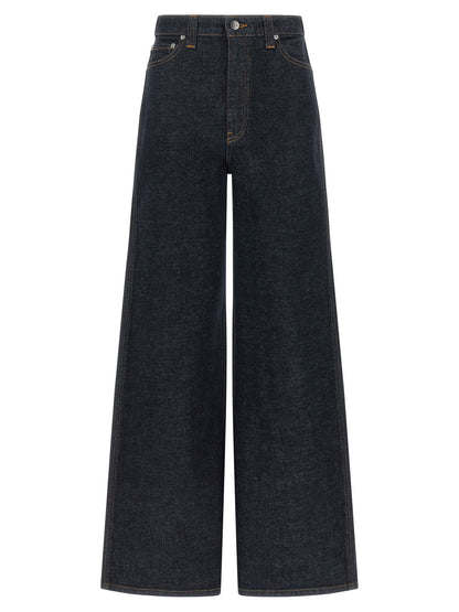Khaite Blaue Baumwoll-Jeans mit ausgestelltem Bein