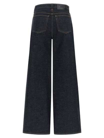 Khaite Blaue Baumwoll-Jeans mit ausgestelltem Bein