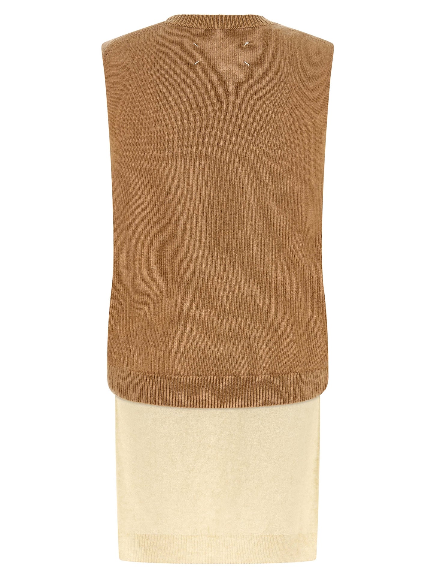 Maison Margiela Ärmellose Weste aus reiner Schurwolle in Beige