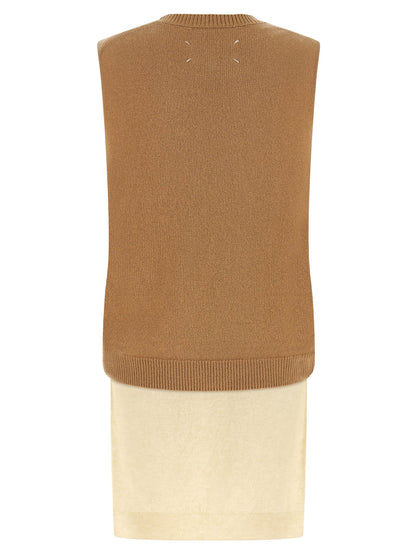 Maison Margiela Ärmellose Weste aus reiner Schurwolle in Beige