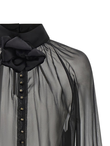 Dolce & Gabbana Schwarze Seidenbluse