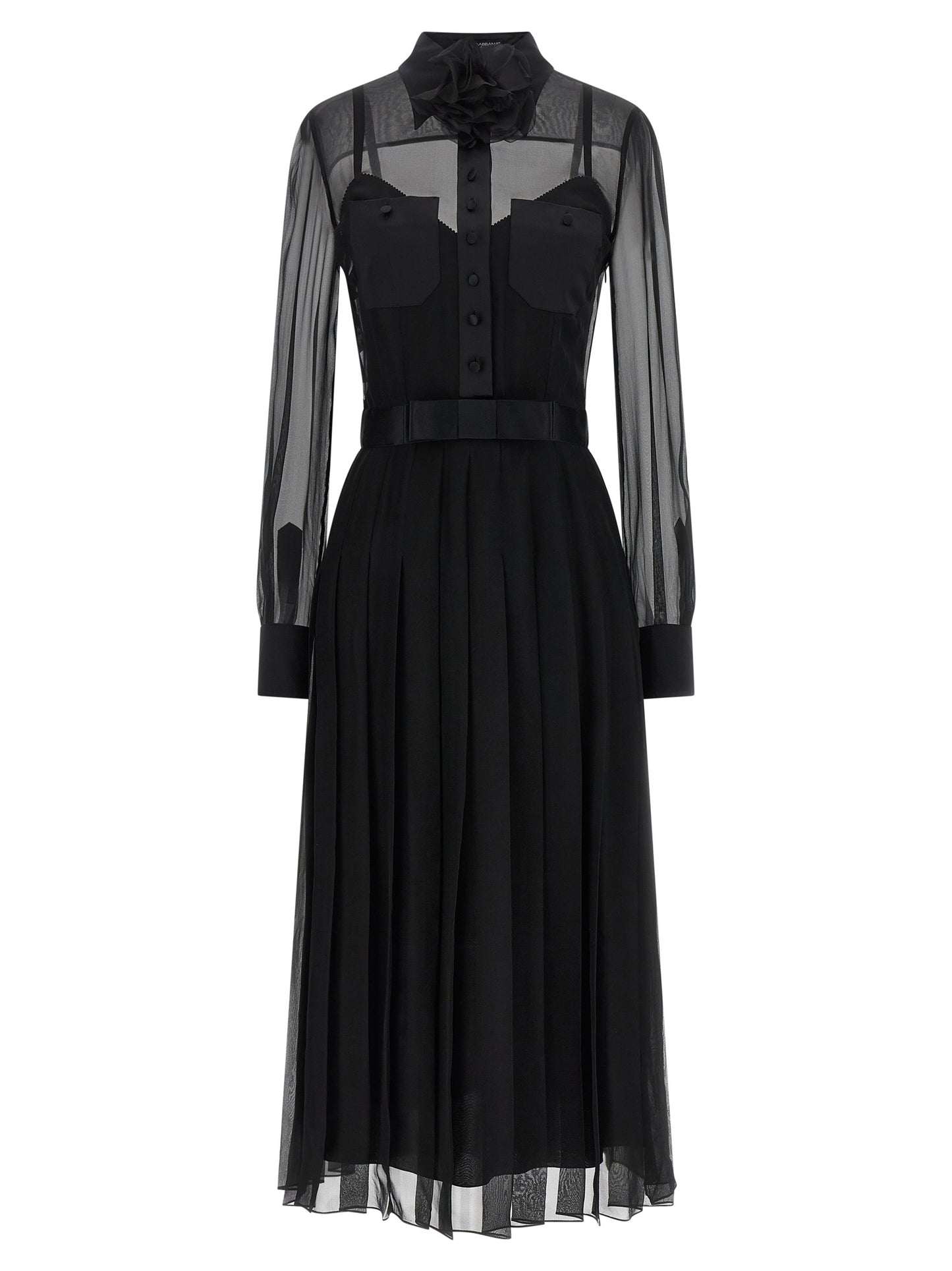 Dolce & Gabbana Schwarzes Seiden-Midikleid