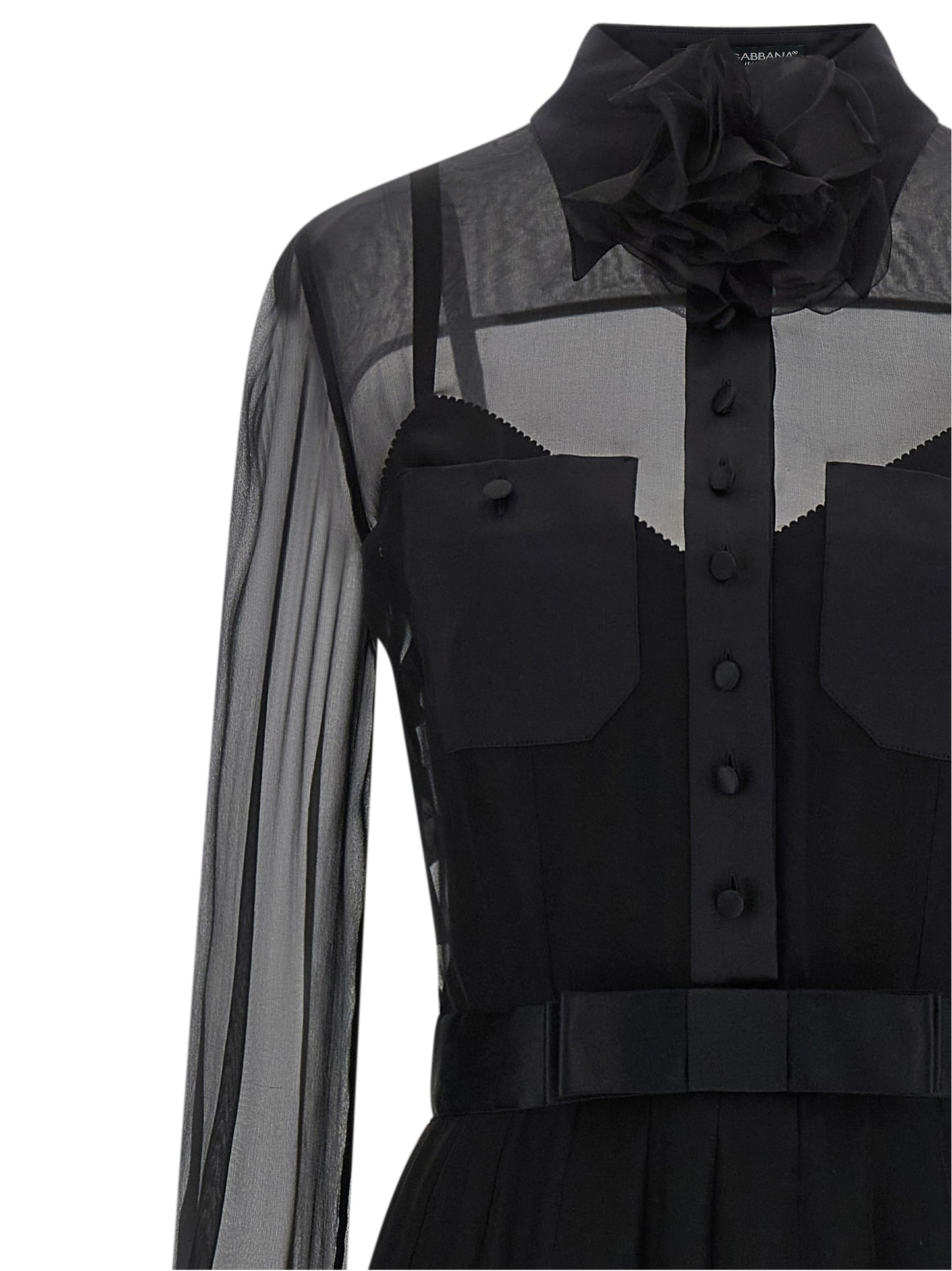 Dolce & Gabbana Schwarzes Seiden-Midikleid
