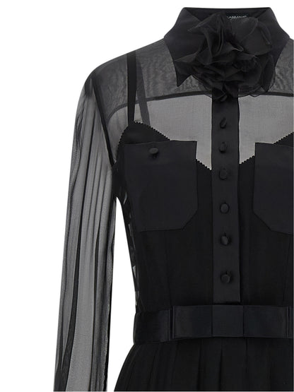 Dolce & Gabbana Schwarzes Seiden-Midikleid