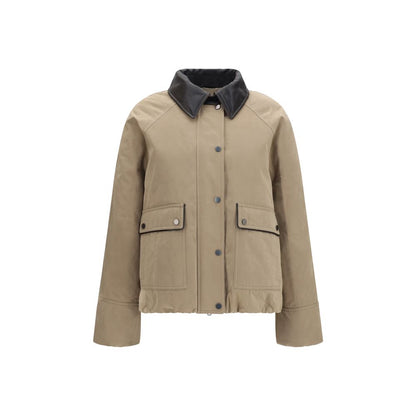 Brunello Cucinelli Beige Baumwoll-Lederjacke