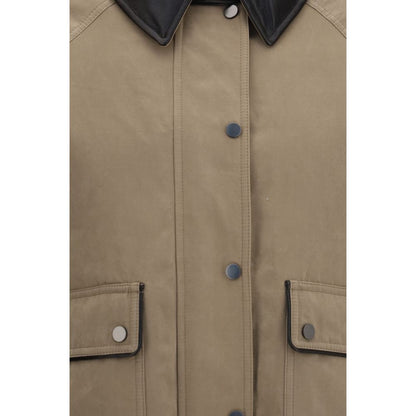 Brunello Cucinelli Beige Baumwoll-Lederjacke