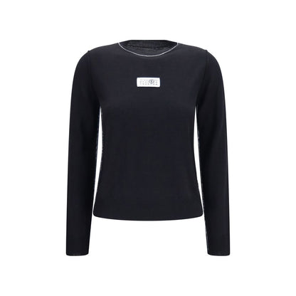 MM6 Schwarzes Woll-Oves Aries Sportswear-Oberteil