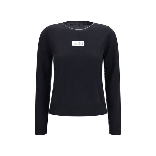 MM6 Schwarzes Woll-Oves Aries Sportswear-Oberteil