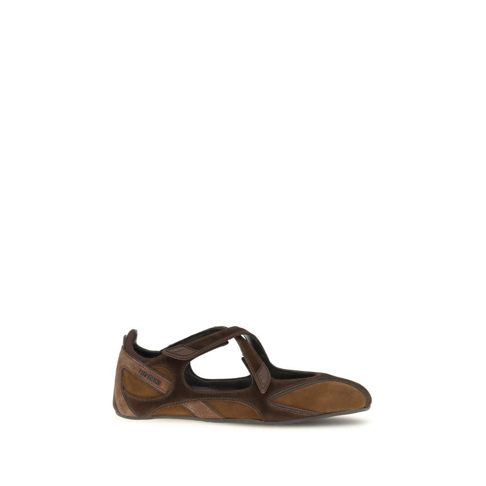 The Attico Braune Kalbsleder-Ballerinas Bos Taurus