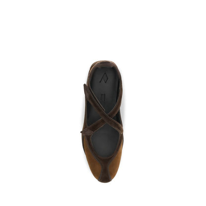 The Attico Braune Kalbsleder-Ballerinas Bos Taurus