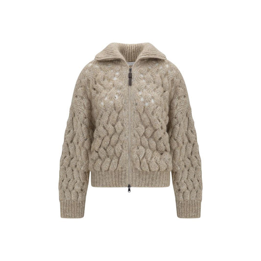 Brunello Cucinelli Beige Woll Cardigan Oves Aries