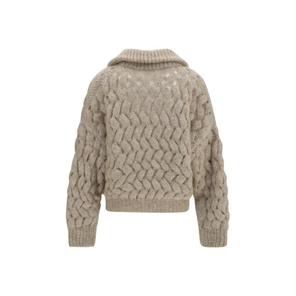 Brunello Cucinelli Beige Woll Cardigan Oves Aries