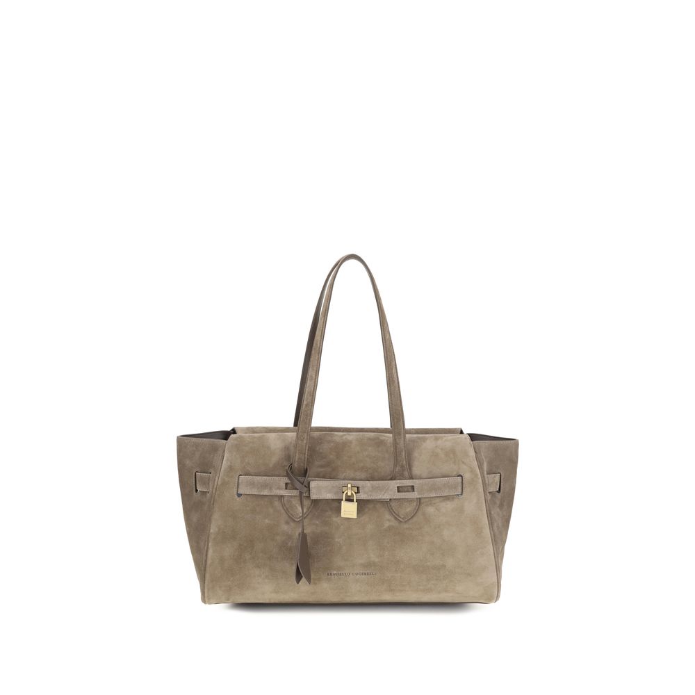 Brunello Cucinelli Braune Kalbsleder Bos Taurus Schultertasche