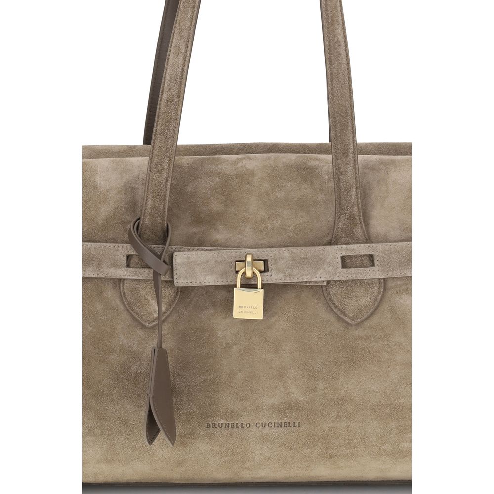 Brunello Cucinelli Braune Kalbsleder Bos Taurus Schultertasche