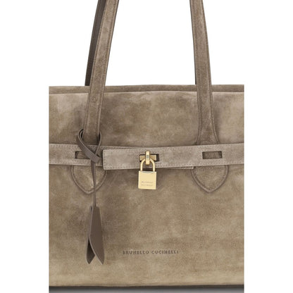 Brunello Cucinelli Braune Kalbsleder Bos Taurus Schultertasche