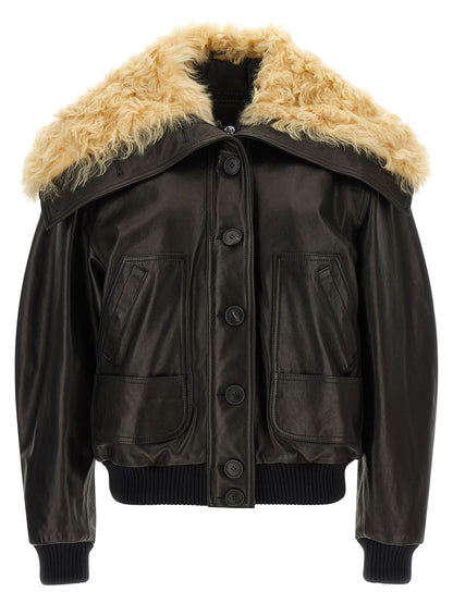 The Attico Schwarze Lammlederjacke