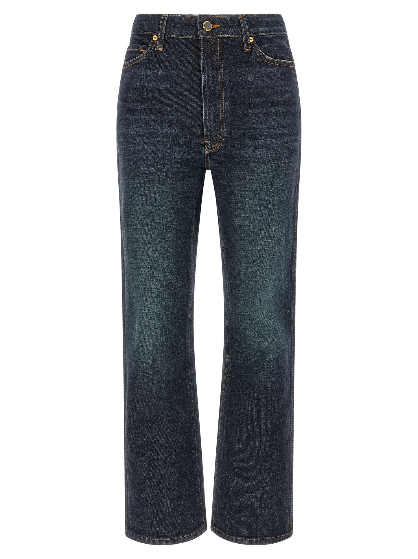 Khaite Blaue Baumwoll-Jeans mit ausgestelltem Bein