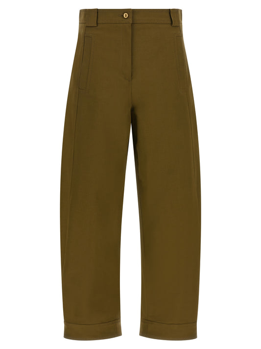 Max Mara Zweifarbige Baumwoll-Cropped-Hose