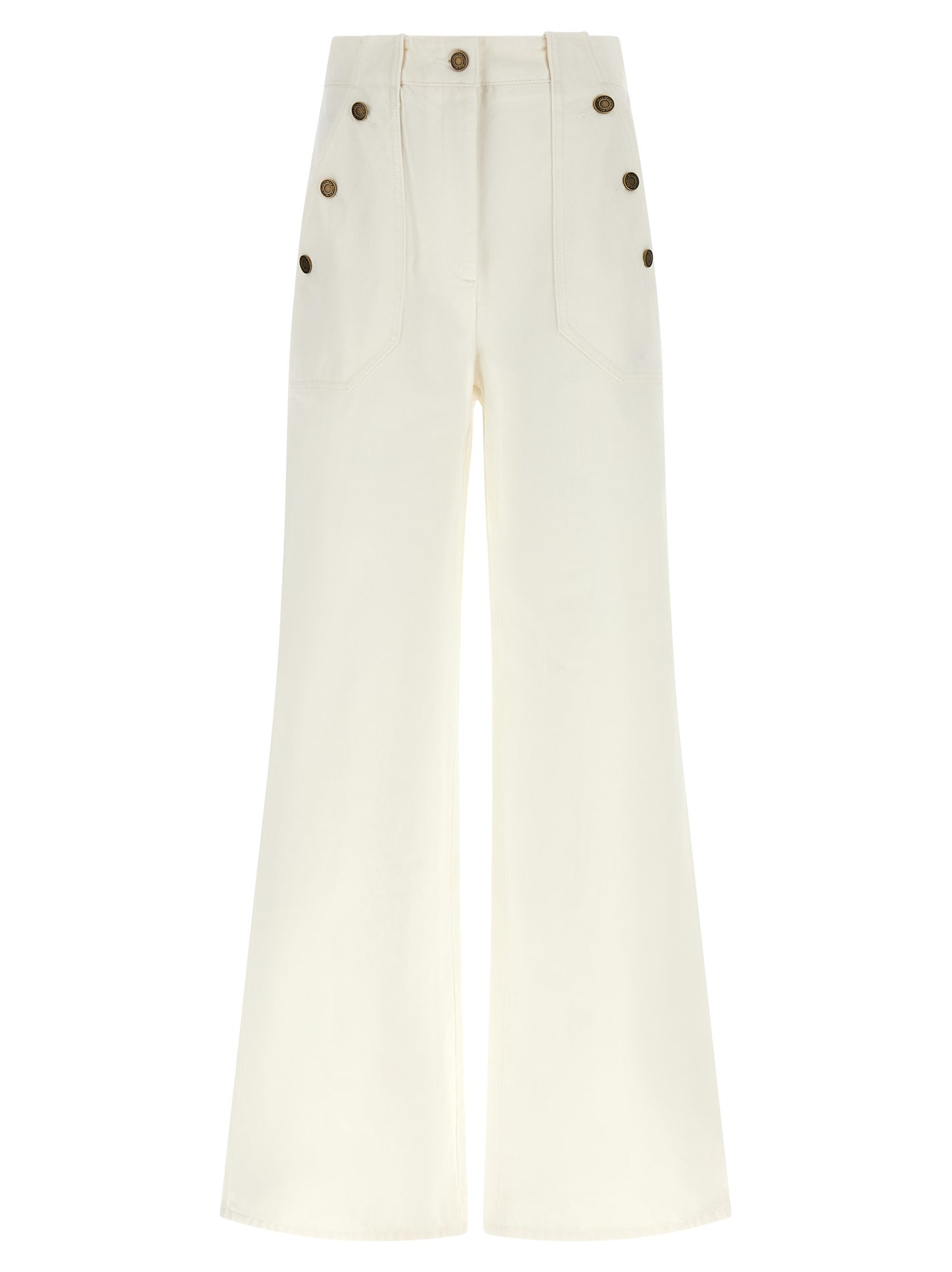 Max Mara Weiße Baumwoll-Hosen mit weitem Bein