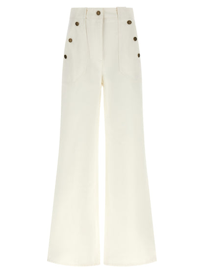 Max Mara Weiße Baumwoll-Hosen mit weitem Bein